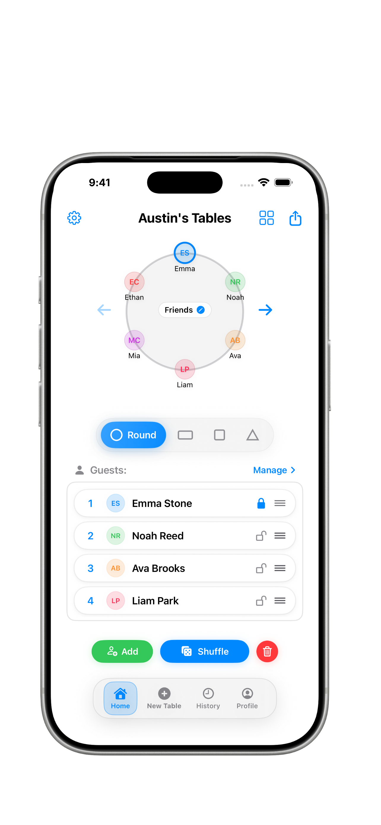 Seat Maker wedding seating chart app preview on iPhone