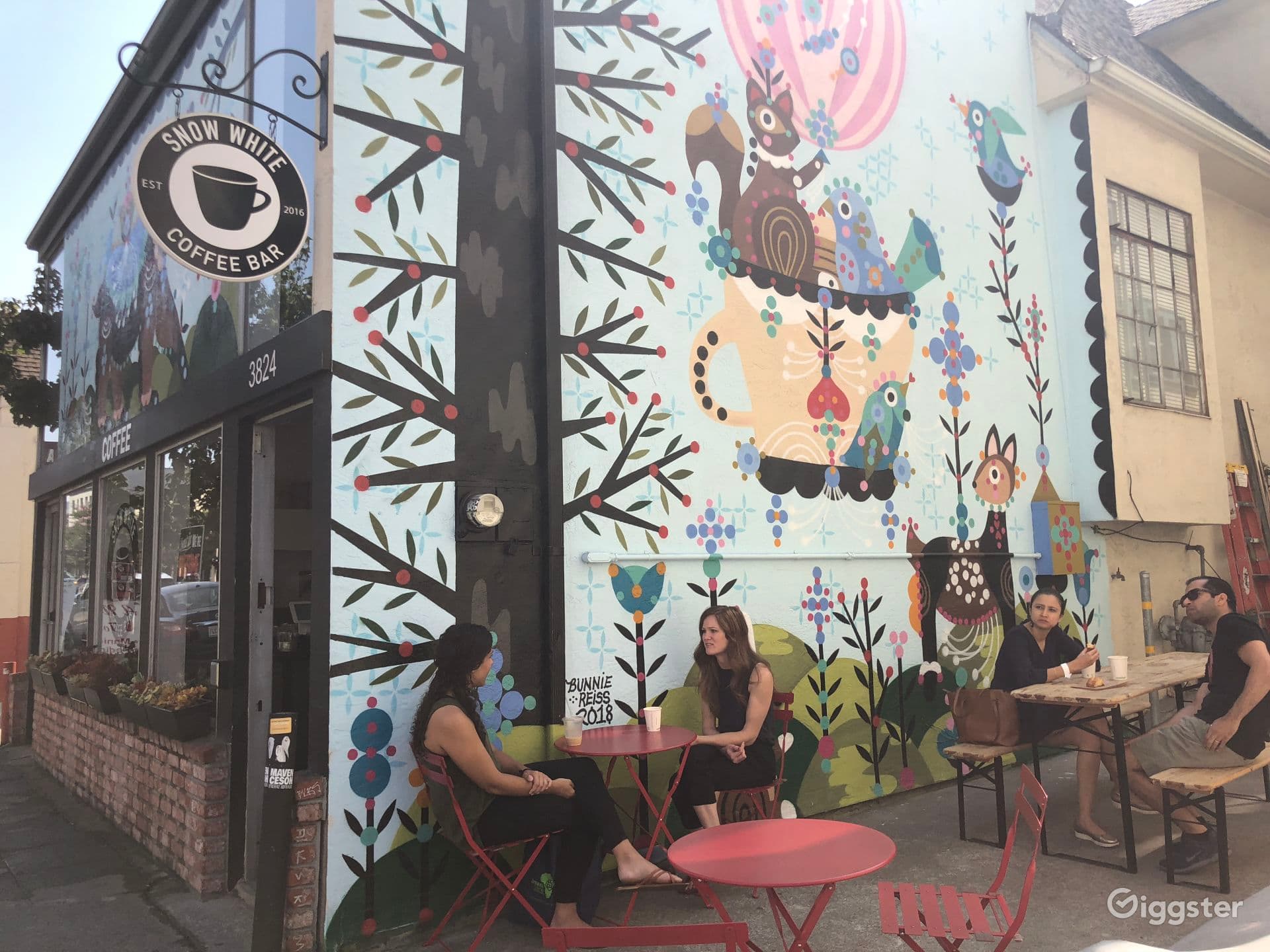 Oakland coffee shop + mural